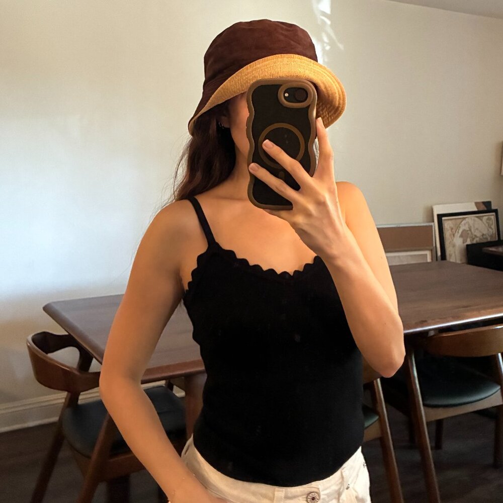 Reversible Corduroy Bucket Hat Tan and Brown